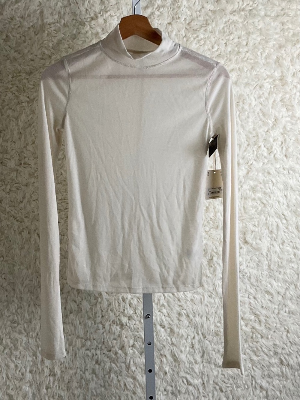 A.N.A WOMEN'S MOCK NECK SHEER LONG-SLEEVE SHIRT~SIZE X-SMALL~NWT!
